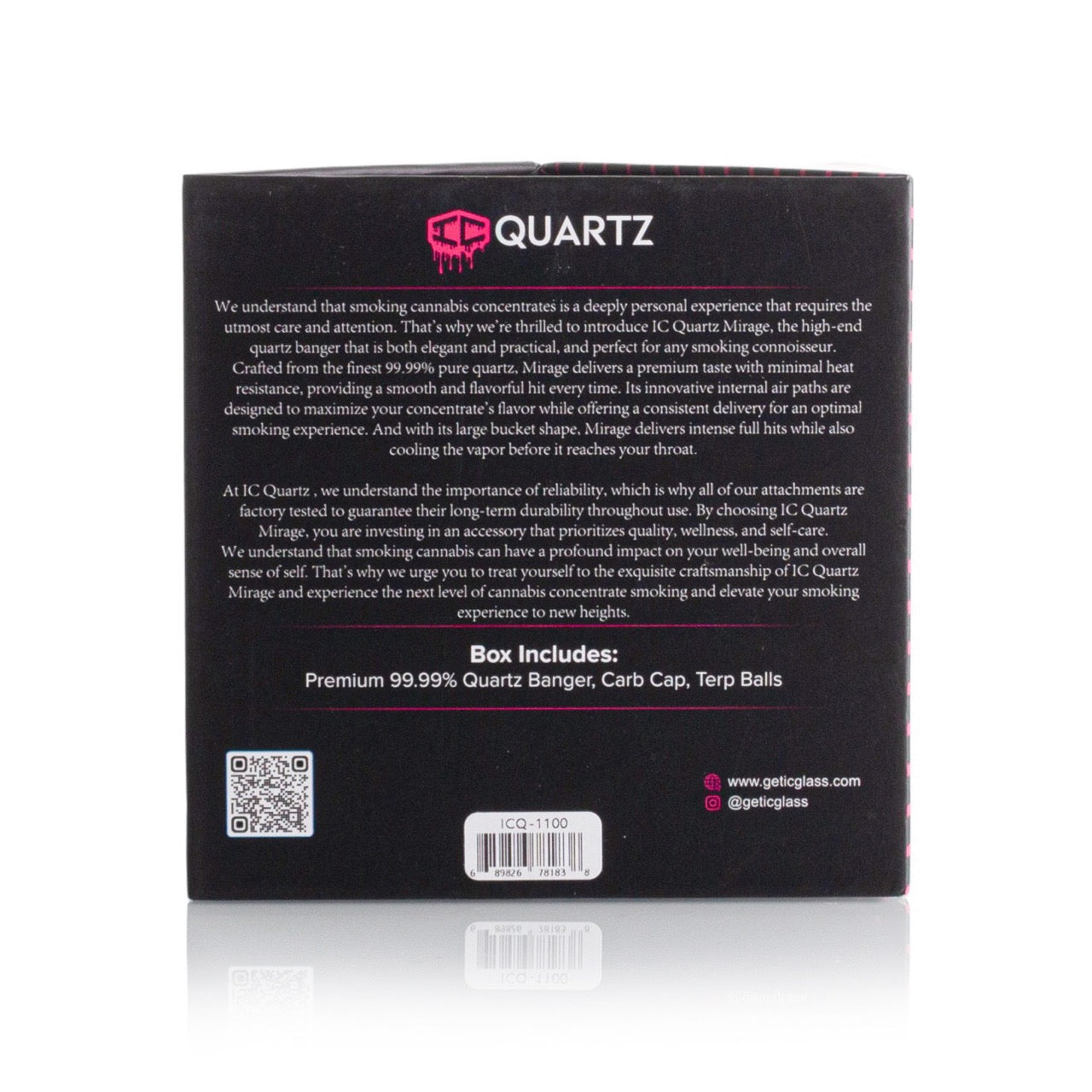 IC Quartz - Mirage | 14mm 90D Fully frosted Banger | Includes Carb Cap, Terp balls | 5 Colors