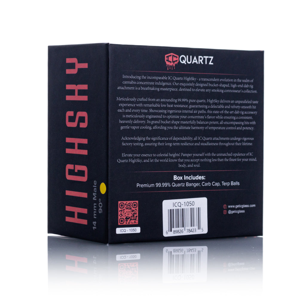 IC Quartz - Highsky | 14mm 90° Banger | Includes Carb Cap, Terp balls | 5 colors