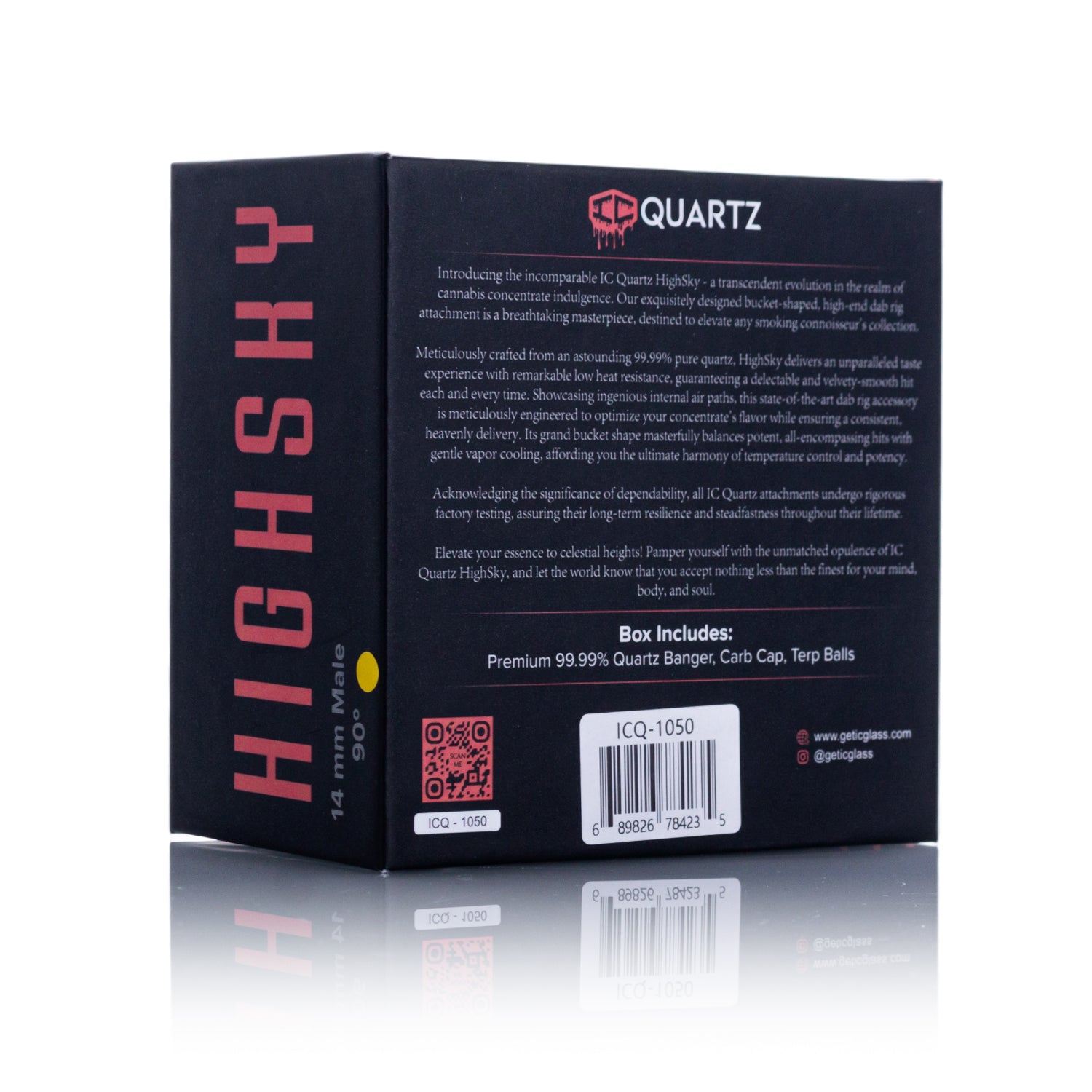 IC Quartz - Highsky | 14mm 90° Banger | Includes Carb Cap, Terp balls | 5 colors