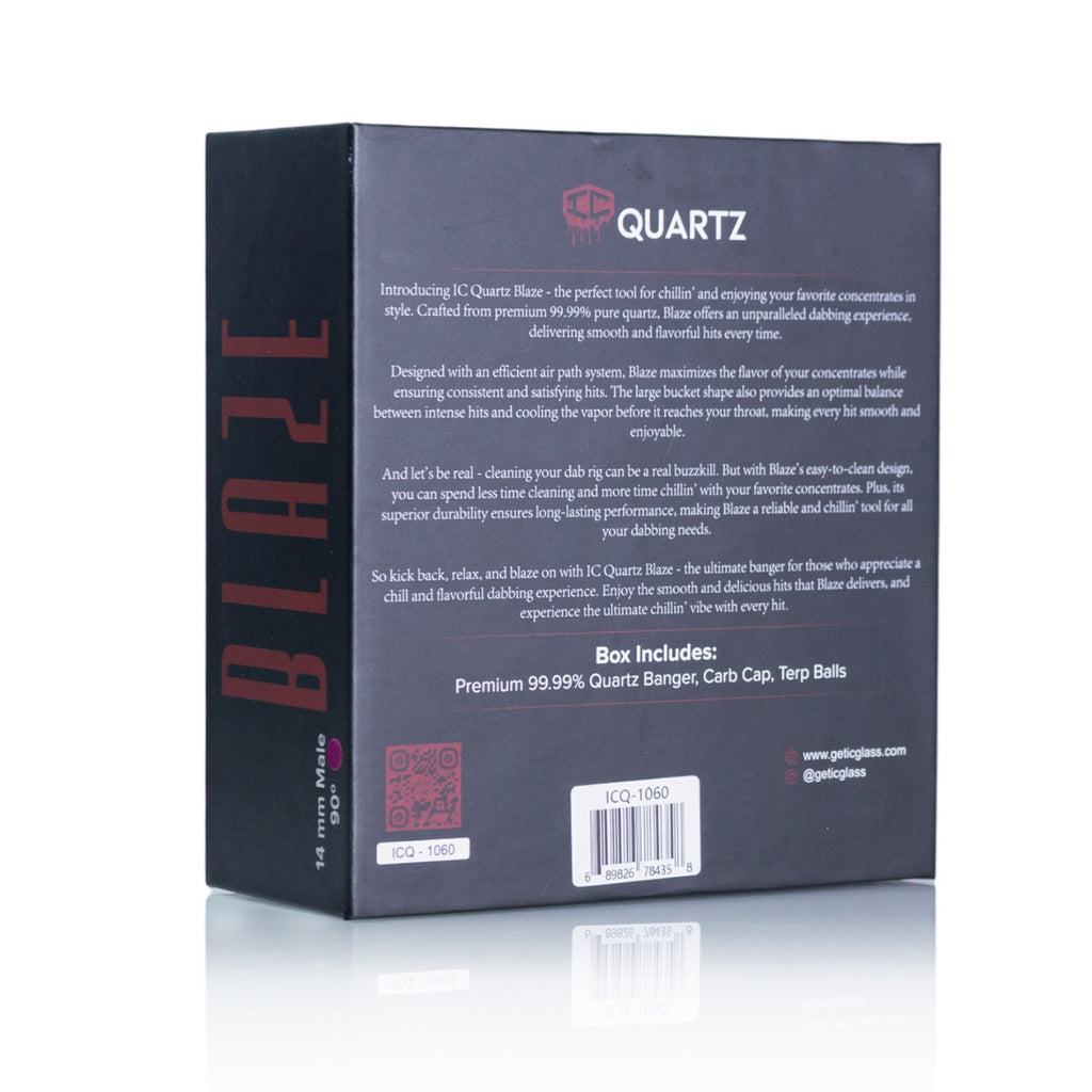 IC Quartz - Blaze | 14mm 90D Banger | Includes Carb Cap, Terp balls  | 5 colors