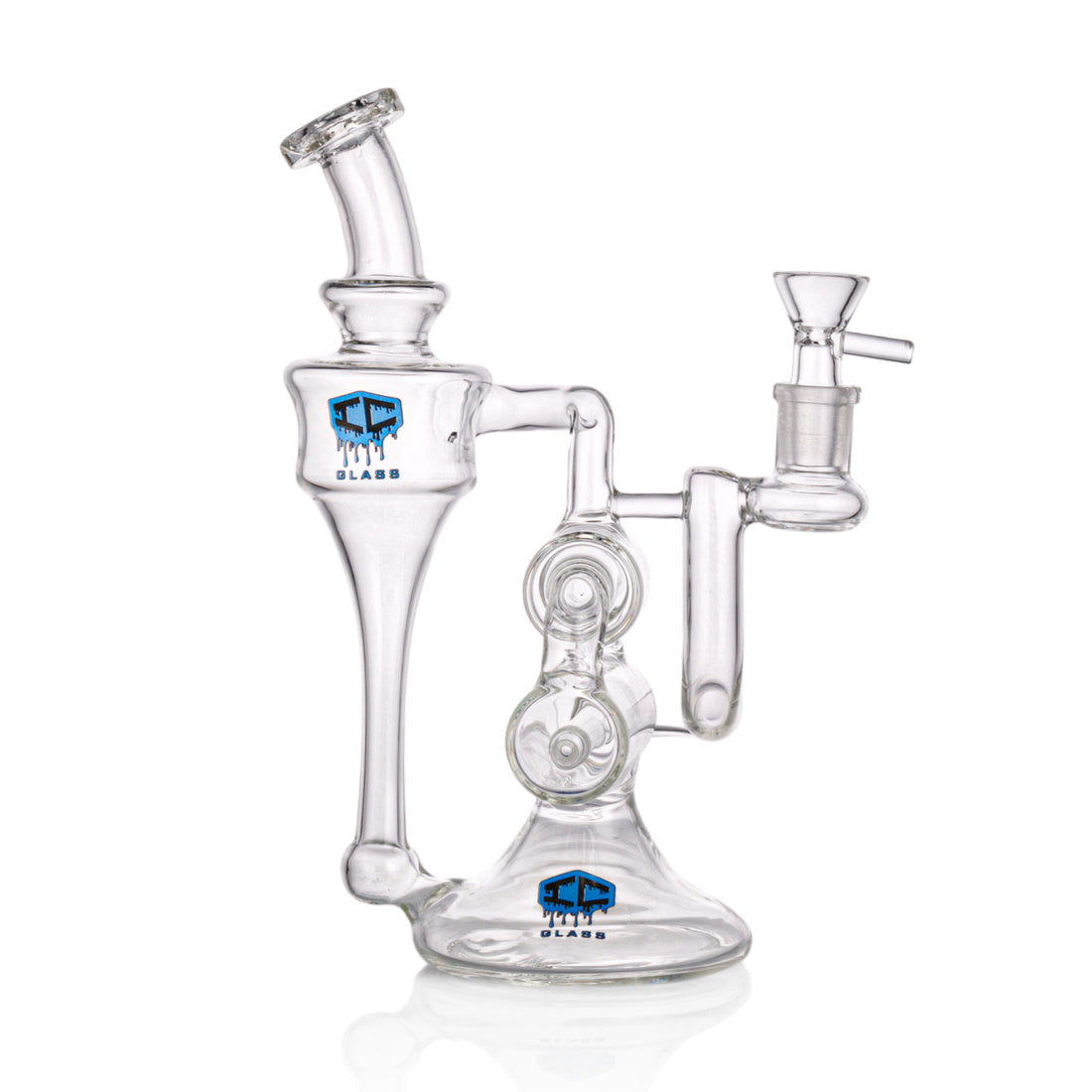 IC Glass Double Chamber with Conical Recycler – Premium Glass Water Pipe (ICRE1044)