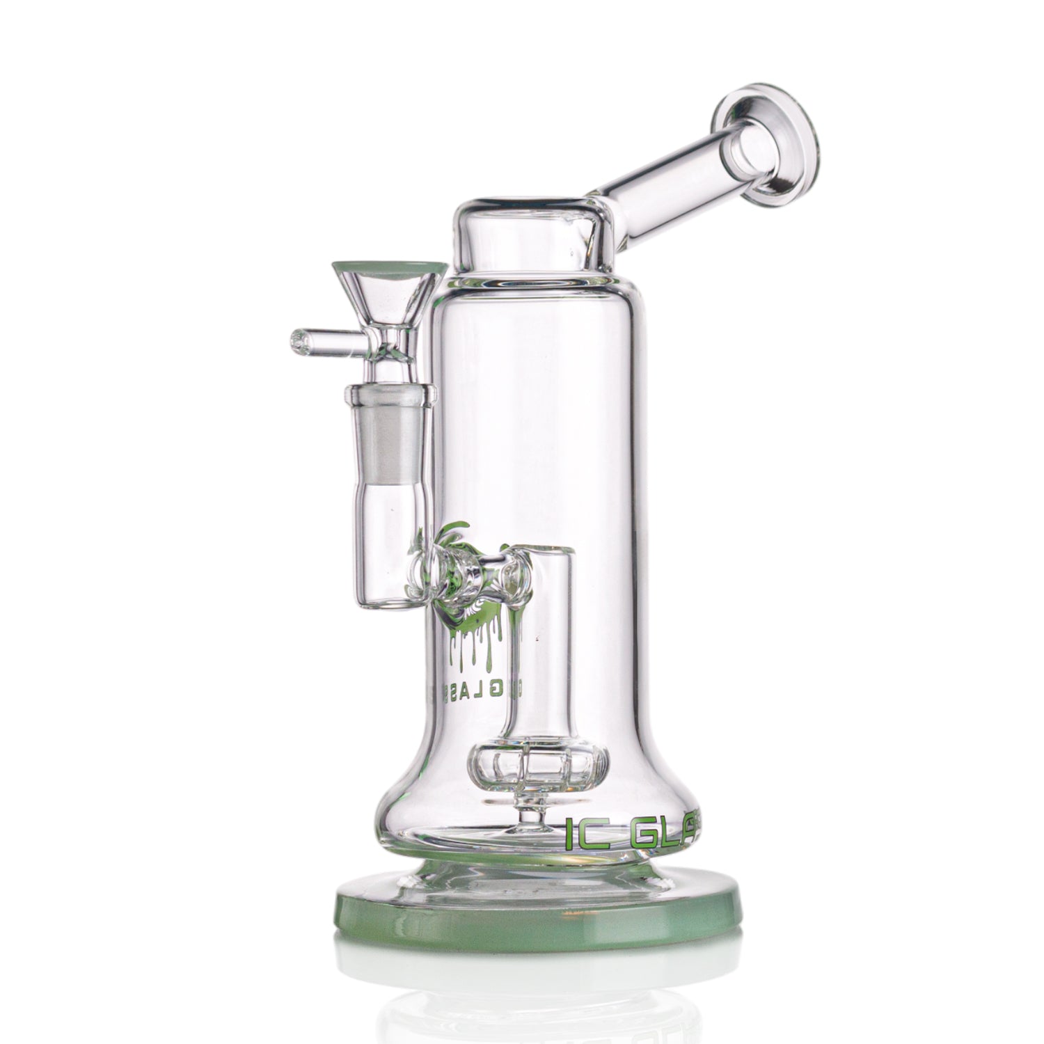 IC GLASS 8" Rig with Matric Perc | Colored Base & Matching Bowl Piece | ICRI1050 | Wholesale Glass Water Pipe