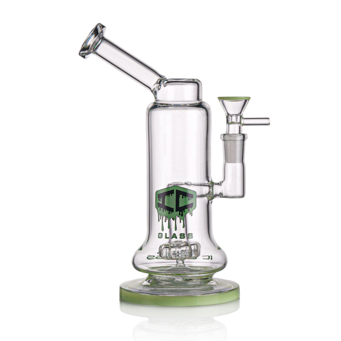 IC GLASS 8" Rig with Matric Perc | Colored Base & Matching Bowl Piece | ICRI1050 | Wholesale Glass Water Pipe