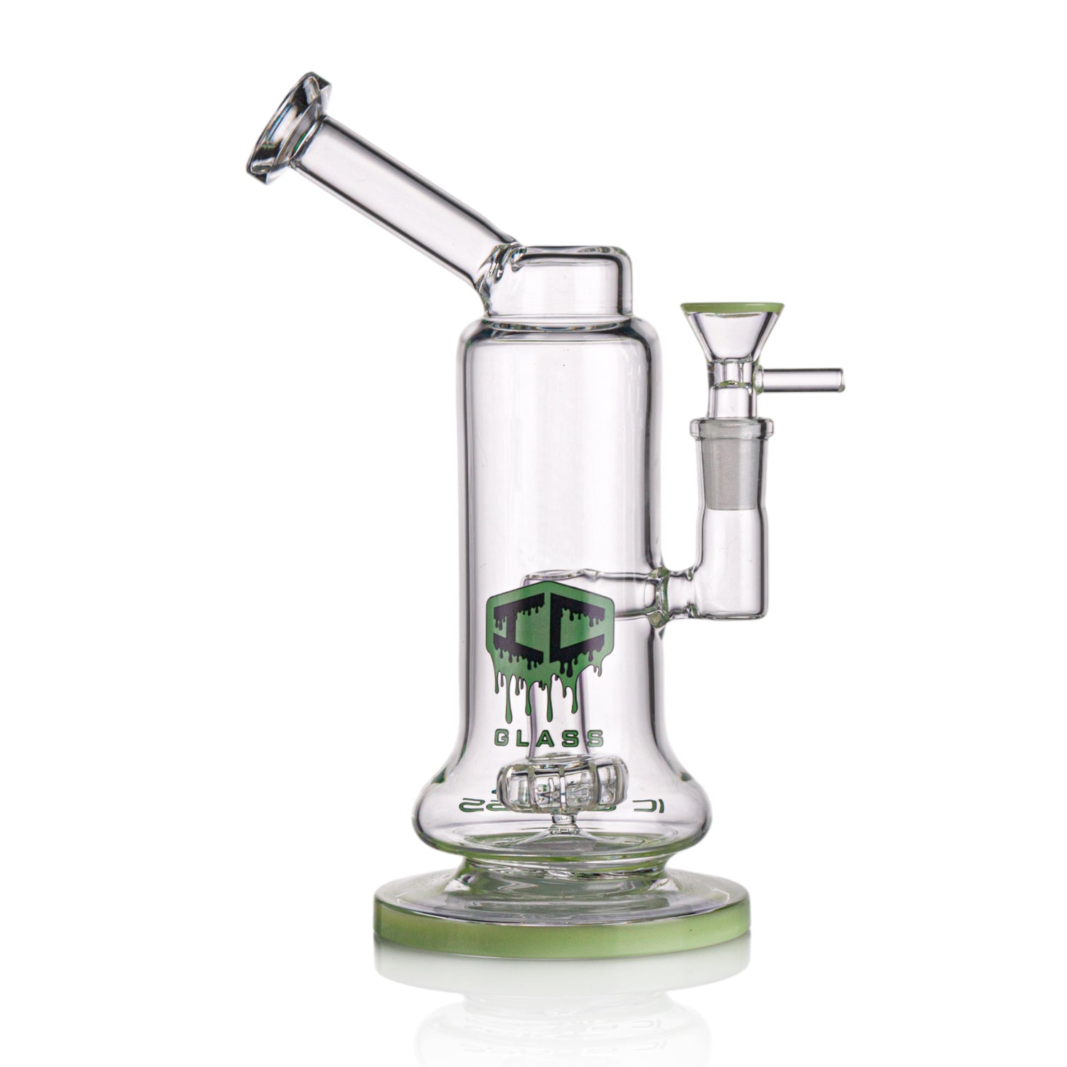 IC GLASS 8" Rig with Matric Perc | Colored Base & Matching Bowl Piece | ICRI1050 | Wholesale Glass Water Pipe Main image