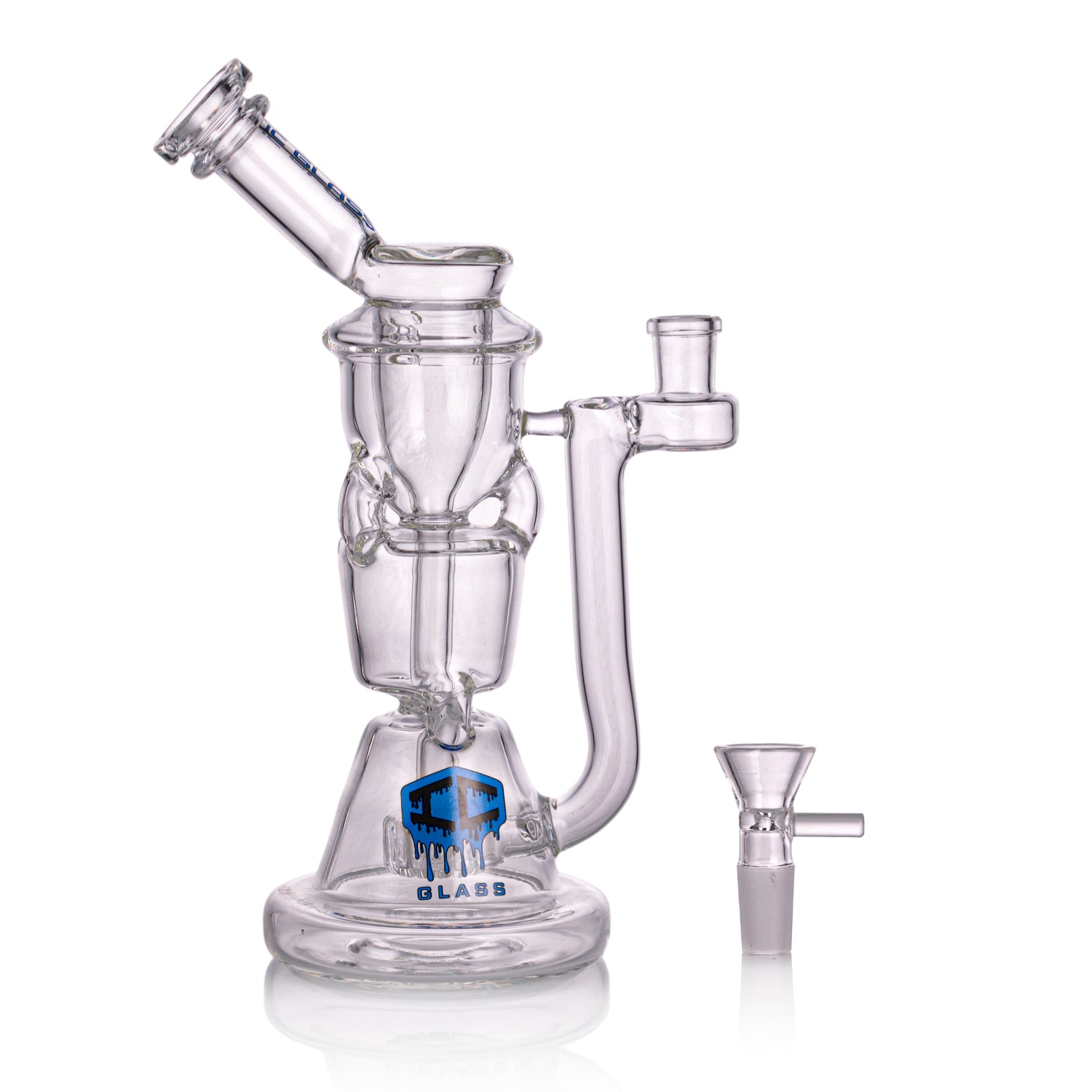 IC GLASS Premium Design Recycler with Drain Function & Matric Perc | ICRE1062 | Wholesale Glass Water Pipe