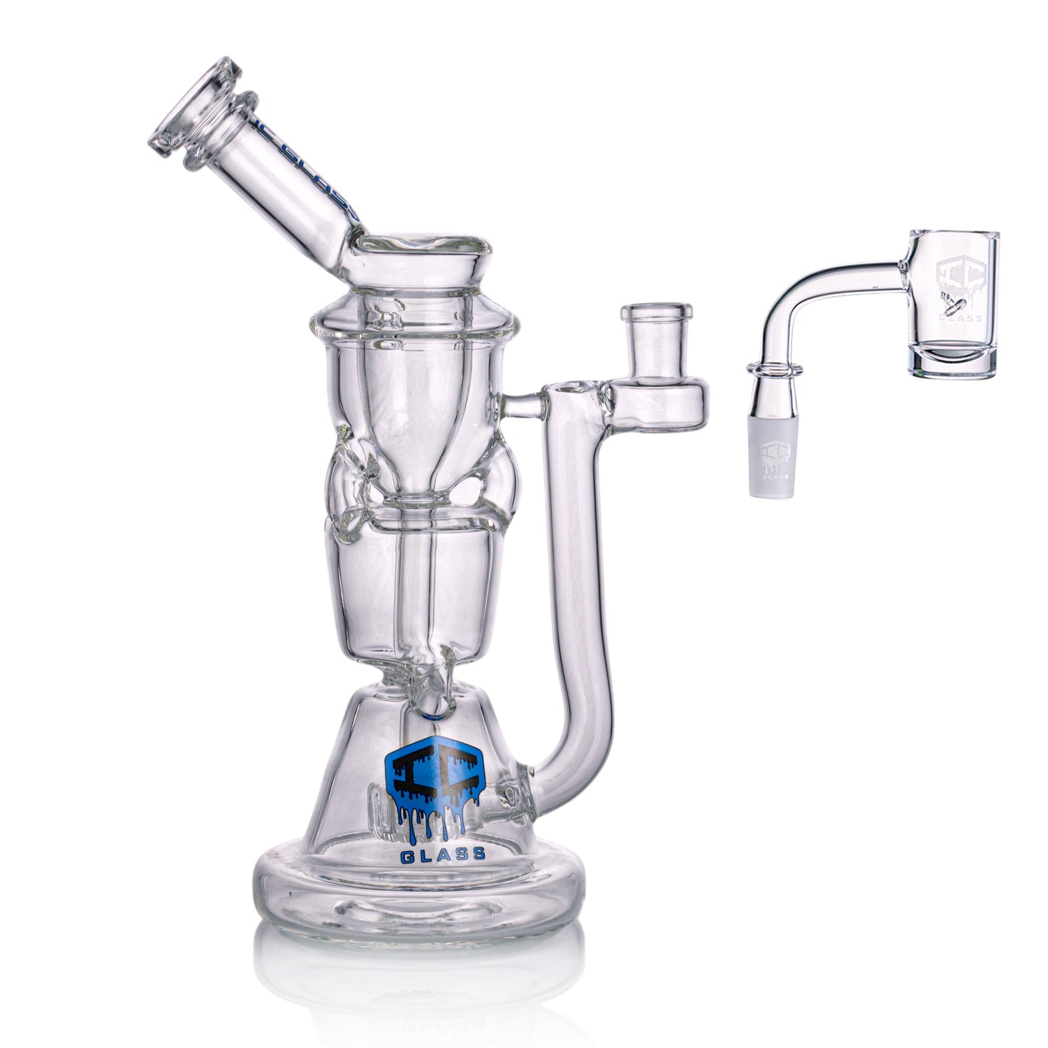 IC GLASS Premium Design Recycler with Drain Function & Matric Perc | ICRE1062 | Wholesale Glass Water Pipe Secondary image