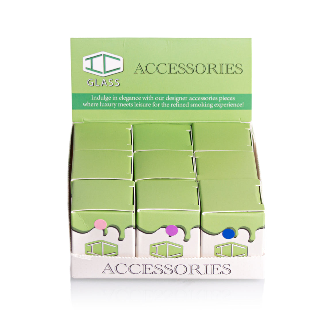 IC Glass Adapter – Glass Bong Accessories | Box of 9 in Assorted Colors