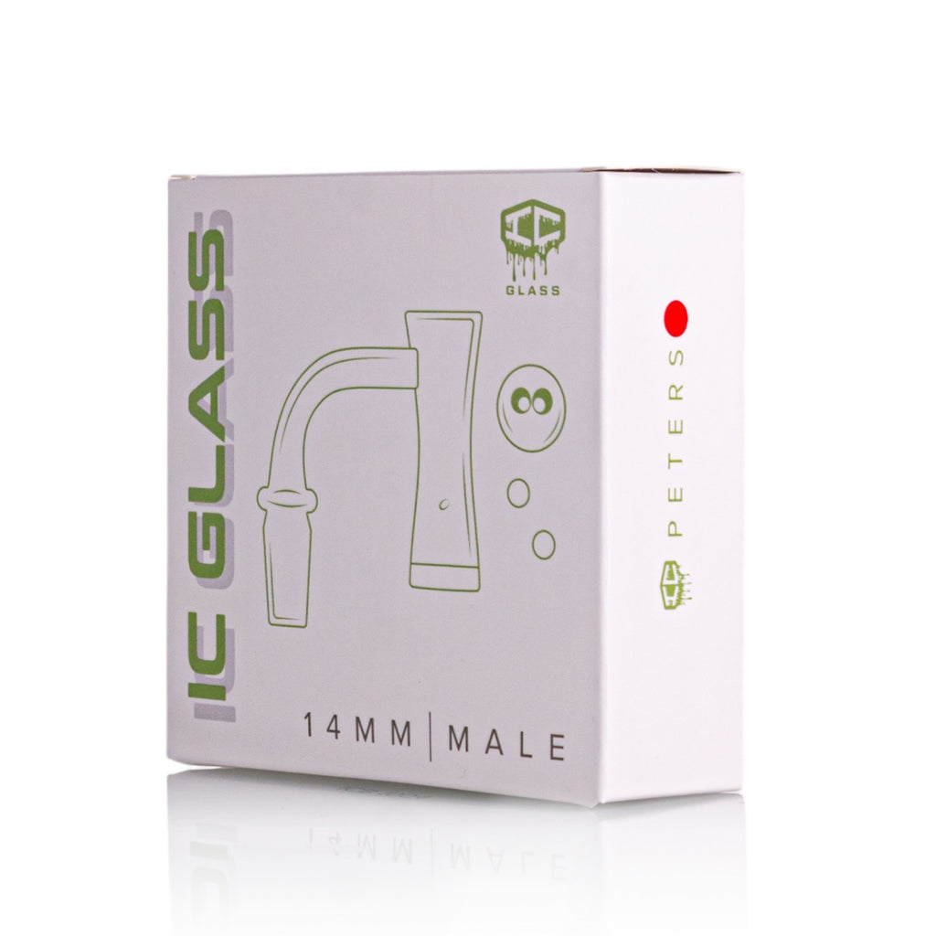 IC Glass - Peters | 14mm 90D Quartz Banger | Includes Carb Cap, Terp Balls & Sticker | 5 Colors