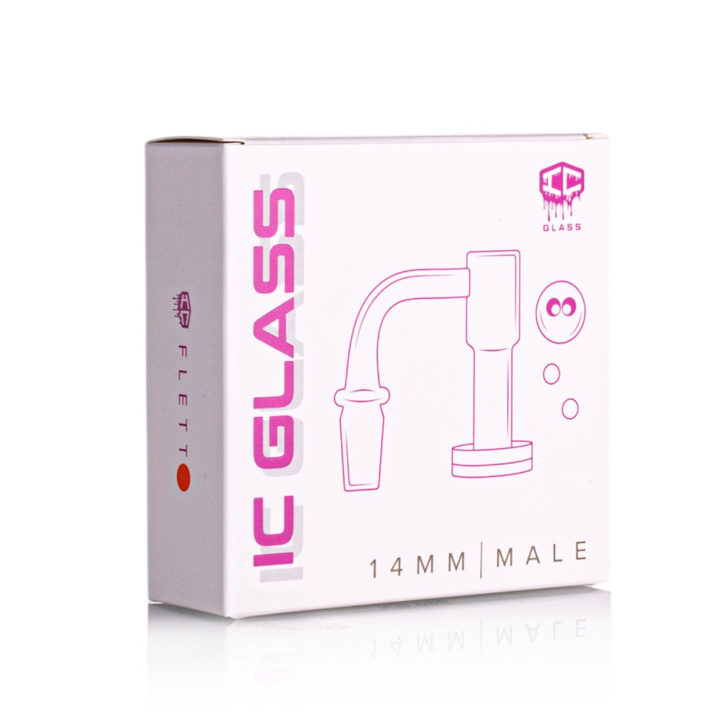 IC Glass - Flett | 14mm 90D Quartz Banger | Includes Carb Cap, Terp Balls & Sticker | 5 Colors