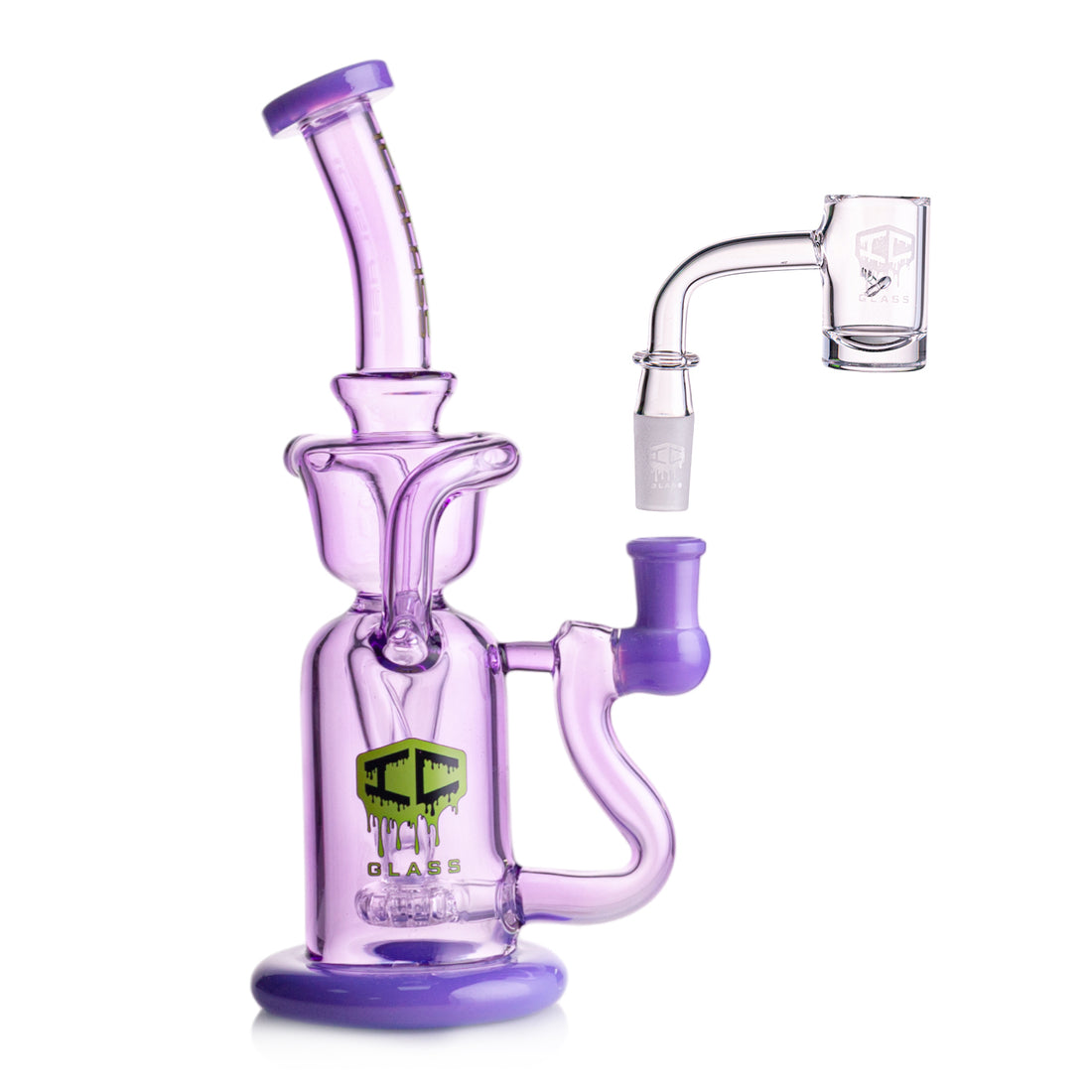 IC Glass Neon Recycler with Perc – Includes Banger | Wholesale Glass Recycler Supplier