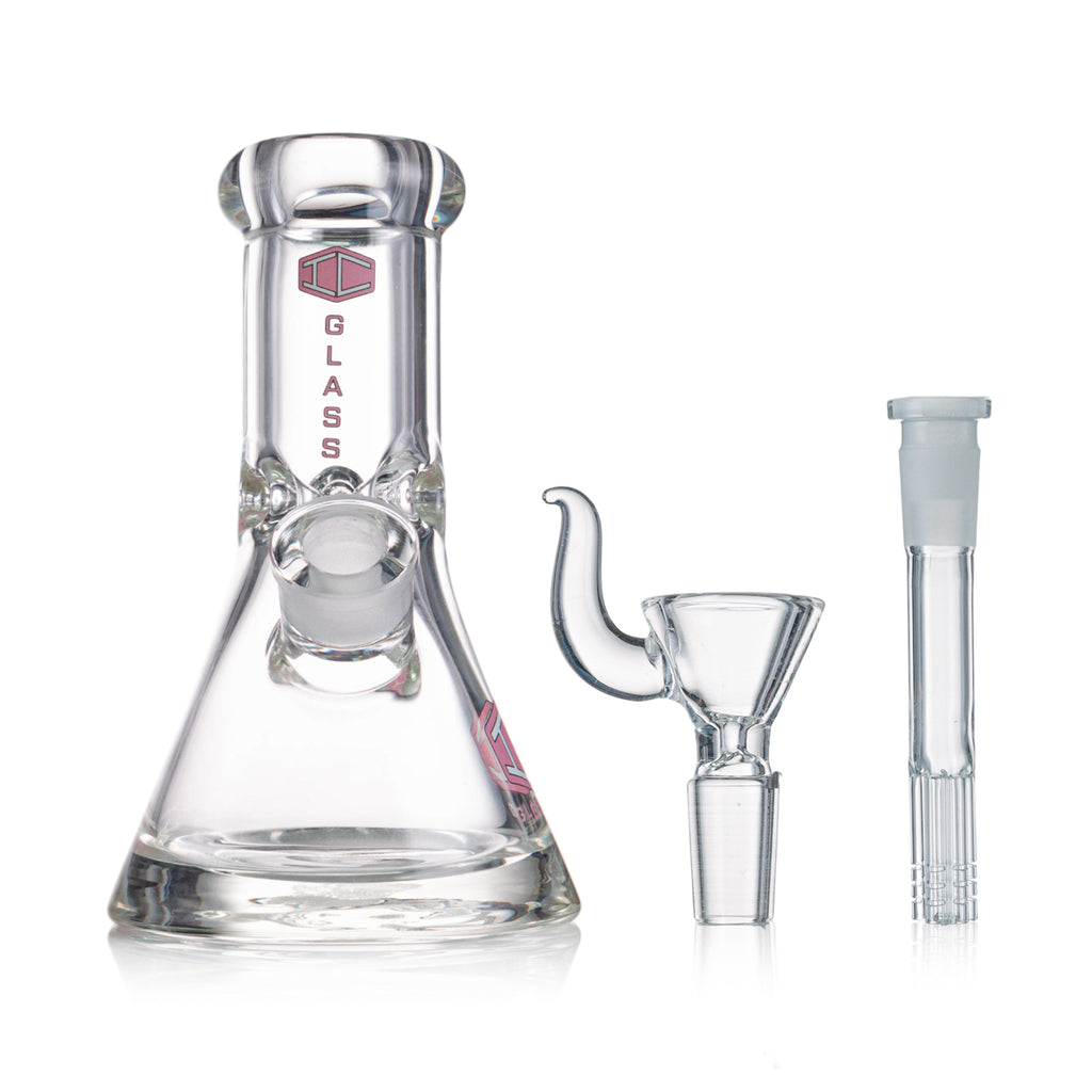 IC GLASS - Heavy Base Beaker with tree arm perc downstem | 8" Inch, 9MM Thick Glass Water Pipe