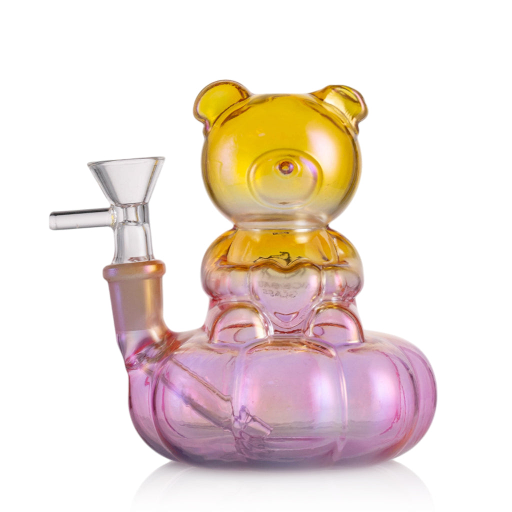 KICKBACK GLASS - Bear with heart Glass Water Pipe with bowl piece