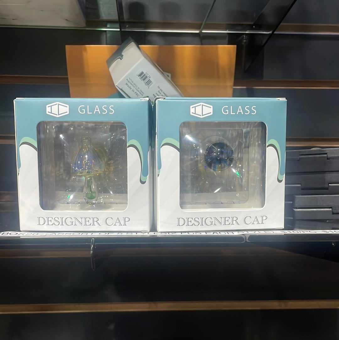 IC GLASS - Flower Designer Carb Cap with Opal  | 10 Pcs/Box |  Assorted 5 Styles
