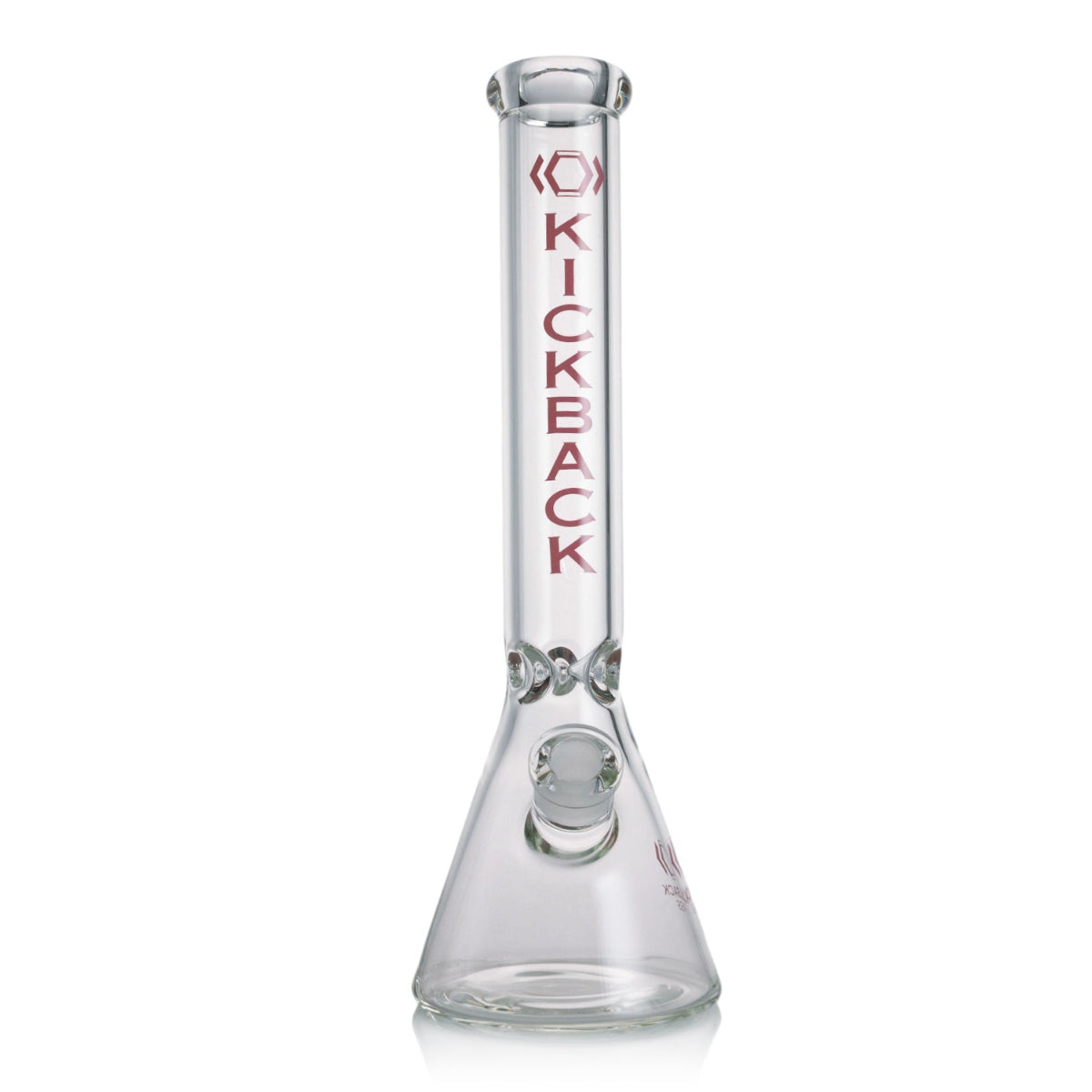 Glass 16'' beaker bong with removable downstem and bowl piece on white background