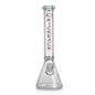 Glass 16'' beaker bong with removable downstem and bowl piece on white background