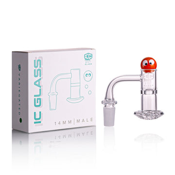 IC GLASS - VARIEGATED | 14mm Male 90D Banger| Includes Carb Cap, Terp Balls & Sticker | ICB1006