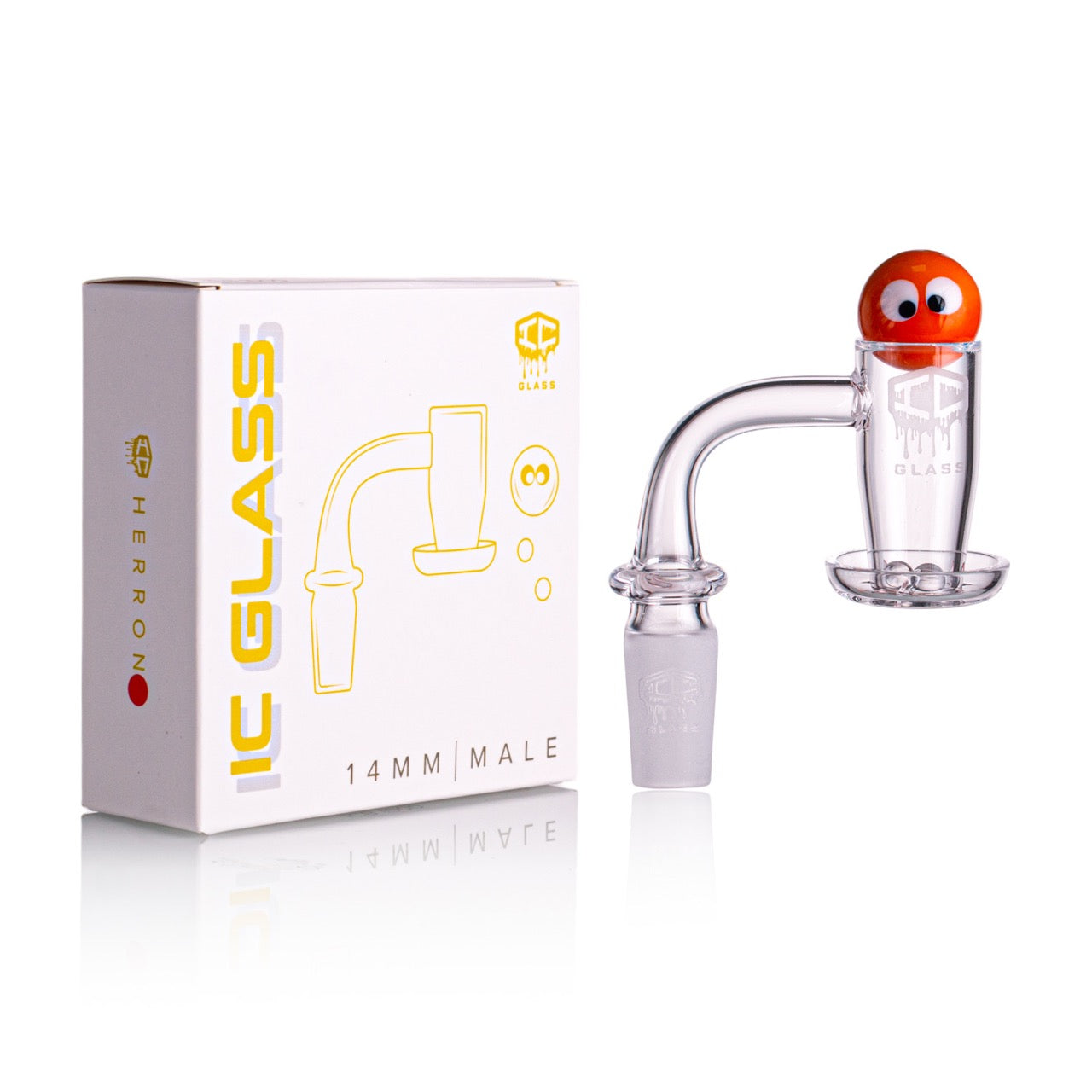 IC Glass - Herron | 14mm 90D Quartz Banger | Includes Carb Cap, Terp Balls & Sticker | 5 Colors