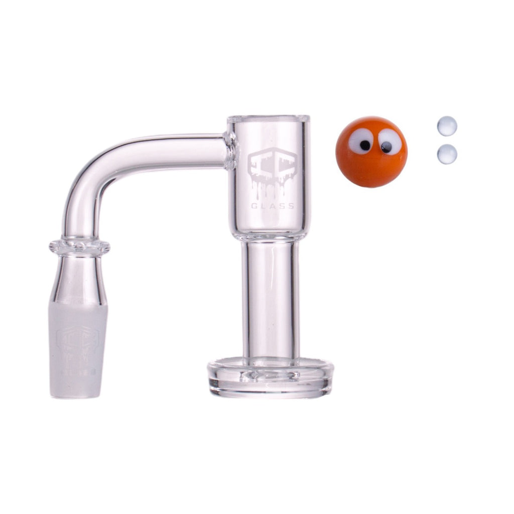 IC Glass - Flett | 14mm 90D Quartz Banger | Includes Carb Cap, Terp Balls & Sticker | 5 Colors
