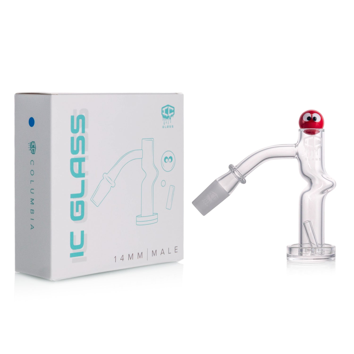 IC Glass - Columbia  | 14mm 45° Quartz Banger | Includes Carb Cap, Terp Balls & Sticker | 5 Colors