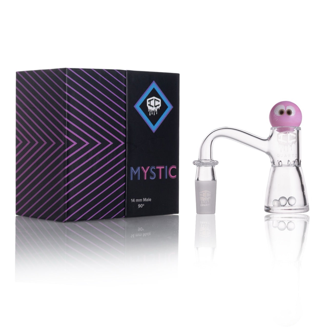IC GLASS - MYSTIC | 14MM Male Quartz Banger with carb cap and Terp Balls | ICQ1072