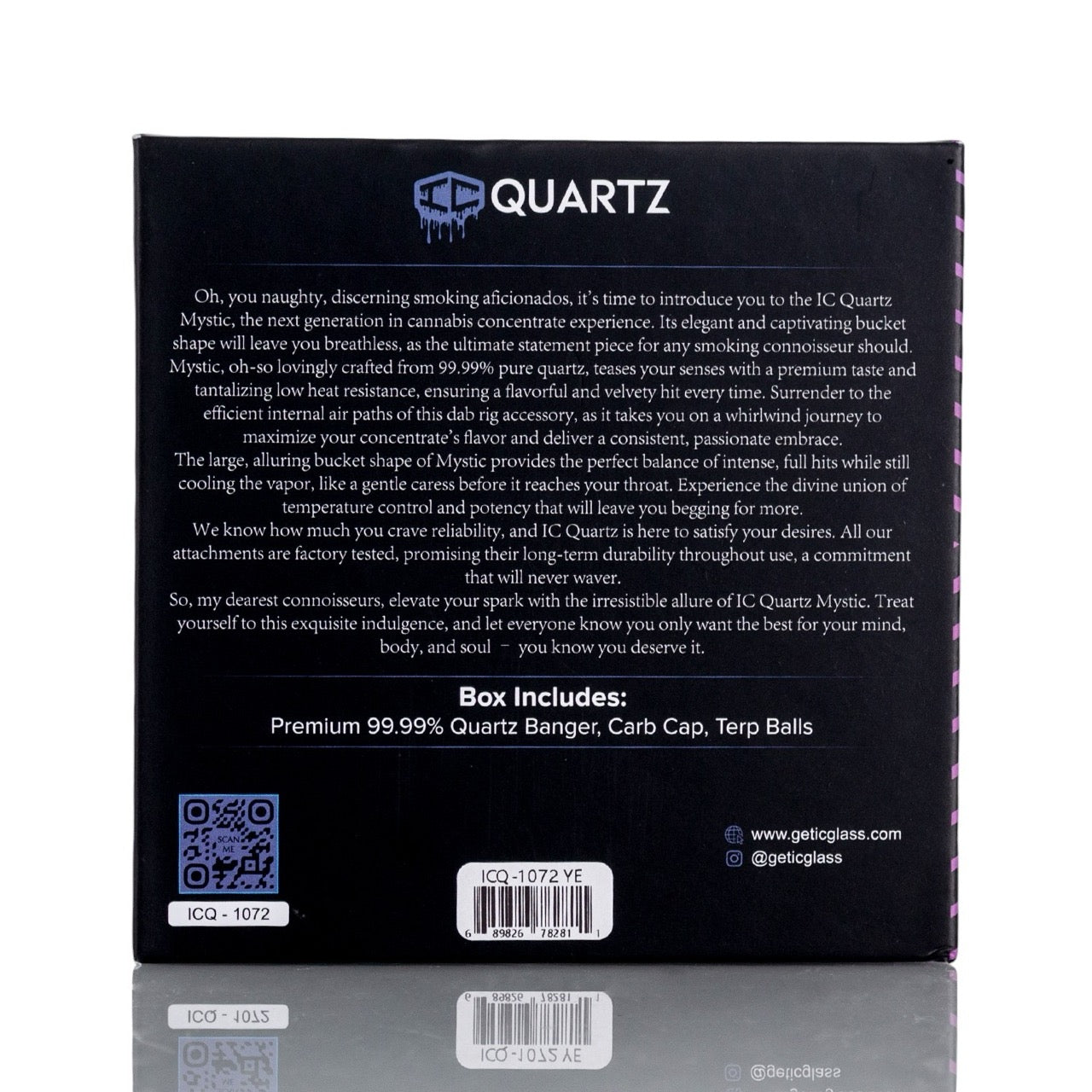 IC Quartz - Mystic | 14mm Banger | Includes Carb Cap and Terp Balls | 6 colors