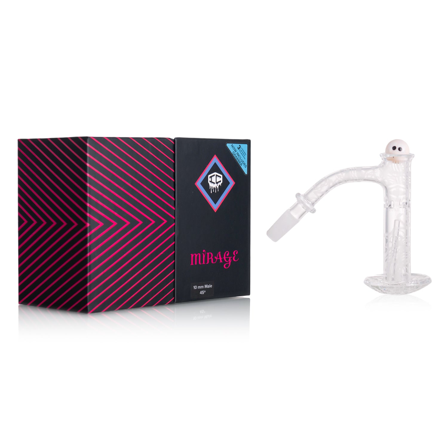 IC Quartz - Mirage | 10mm 45D Banger | Fully Frosted Banger | Includes Carb Cap, Terp balls | 5 Colors