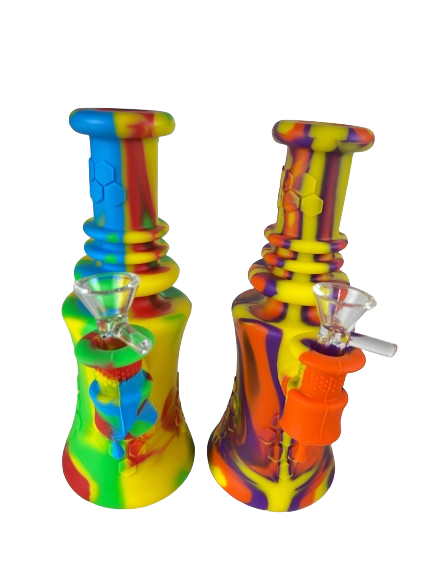 Wholesale  8" Silicone Water Pipe with Glass Bowl | Assorted 5 Colors
