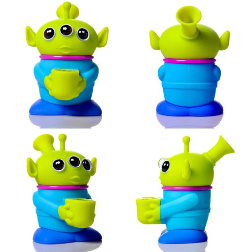 Silicone - 3 Eyed Alien | Bong with Glass Screen Bowl | Single Unit