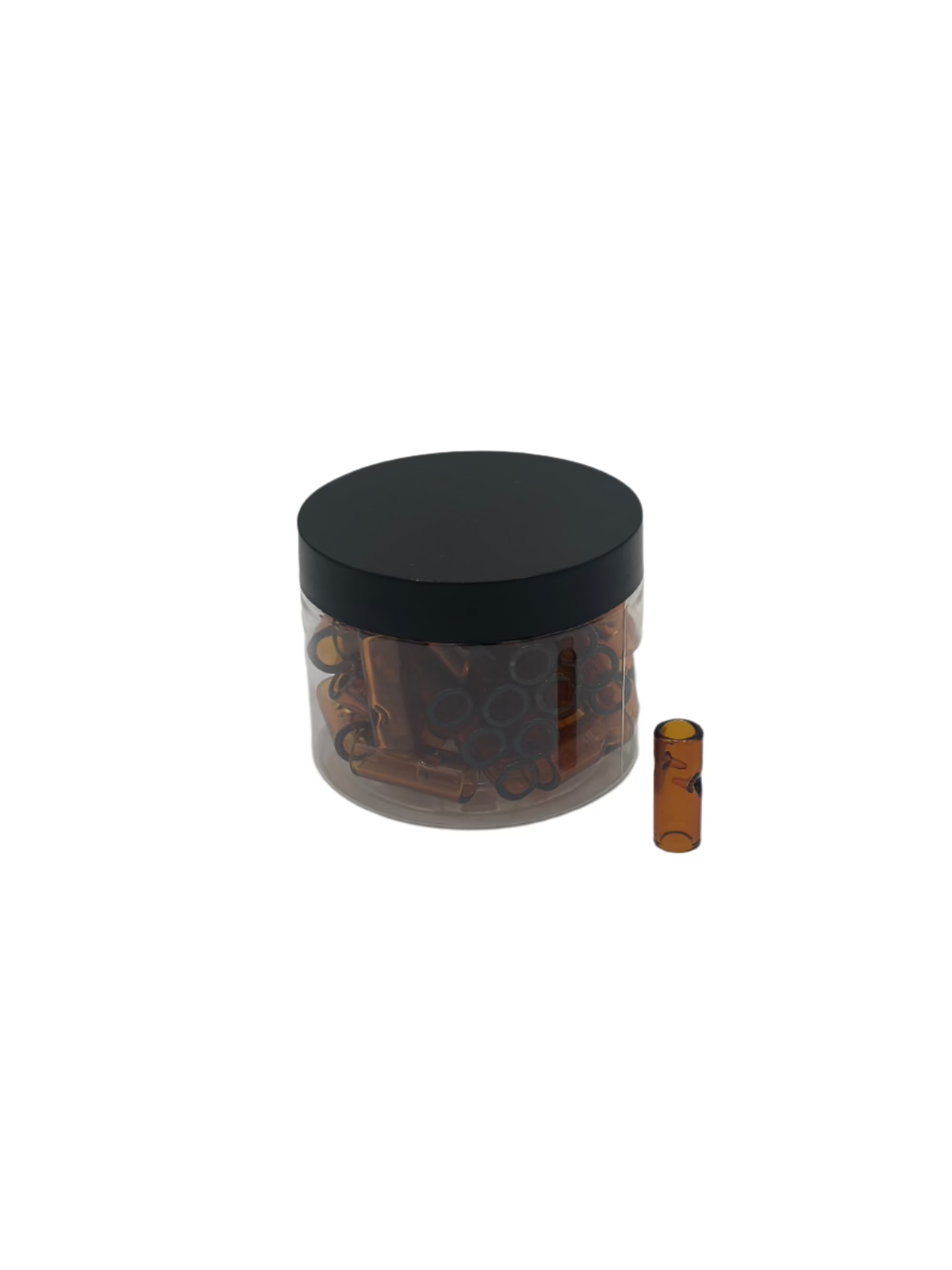 30MM glass tips in 50-count clear jar – reusable glass filter tips for joints and pre-rolls Main image