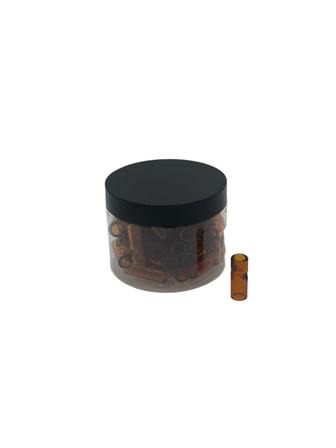 30MM glass tips in 50-count clear jar – reusable glass filter tips for joints and pre-rolls