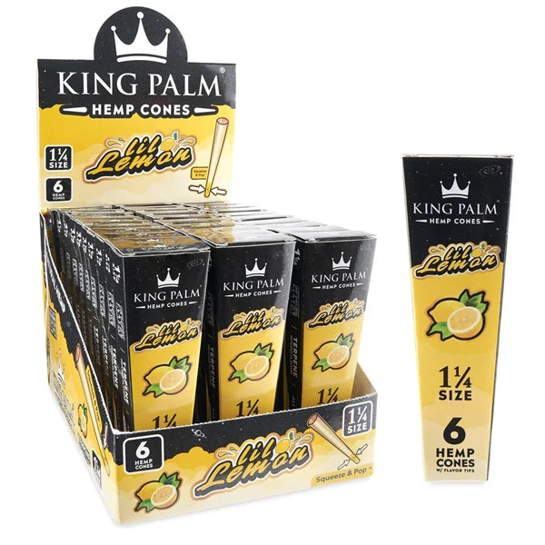 King Palm - Hemp Cones | 1 1/4 Size  6-Hemp cones| 30Packs/Display | Squeeze & POP | WR09
