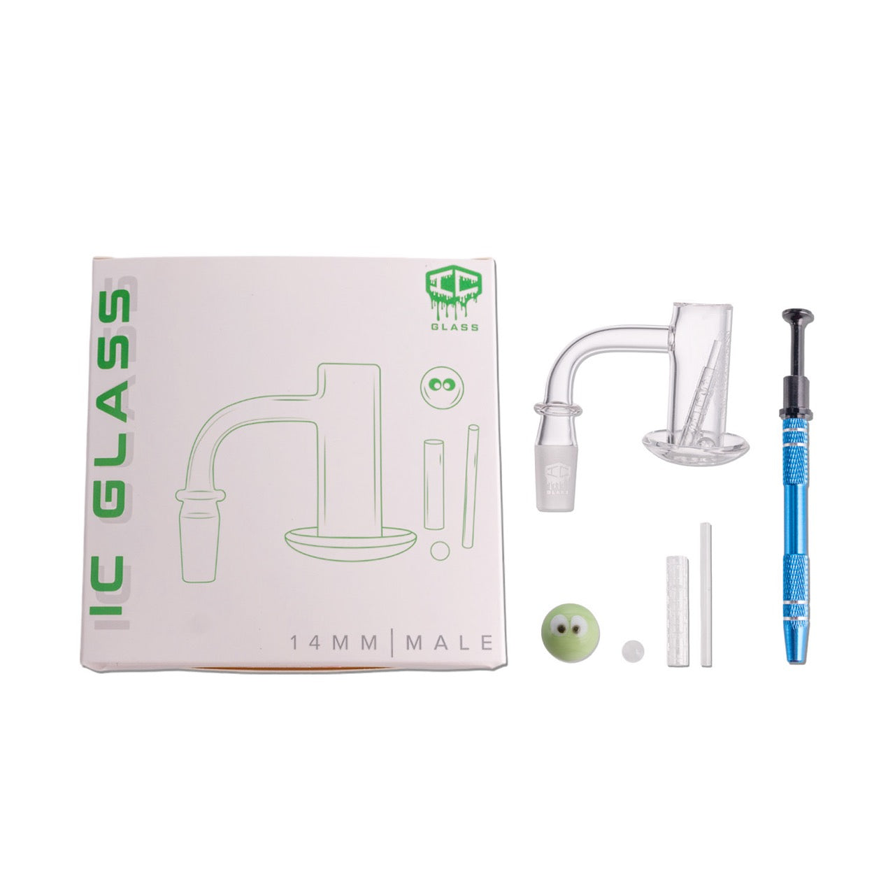 IC Glass - Tahoma Premium Quartz Banger  | 14MM 90D Quartz Banger | with Carb Cap & Terp Ball Grabber | 5 Colors
