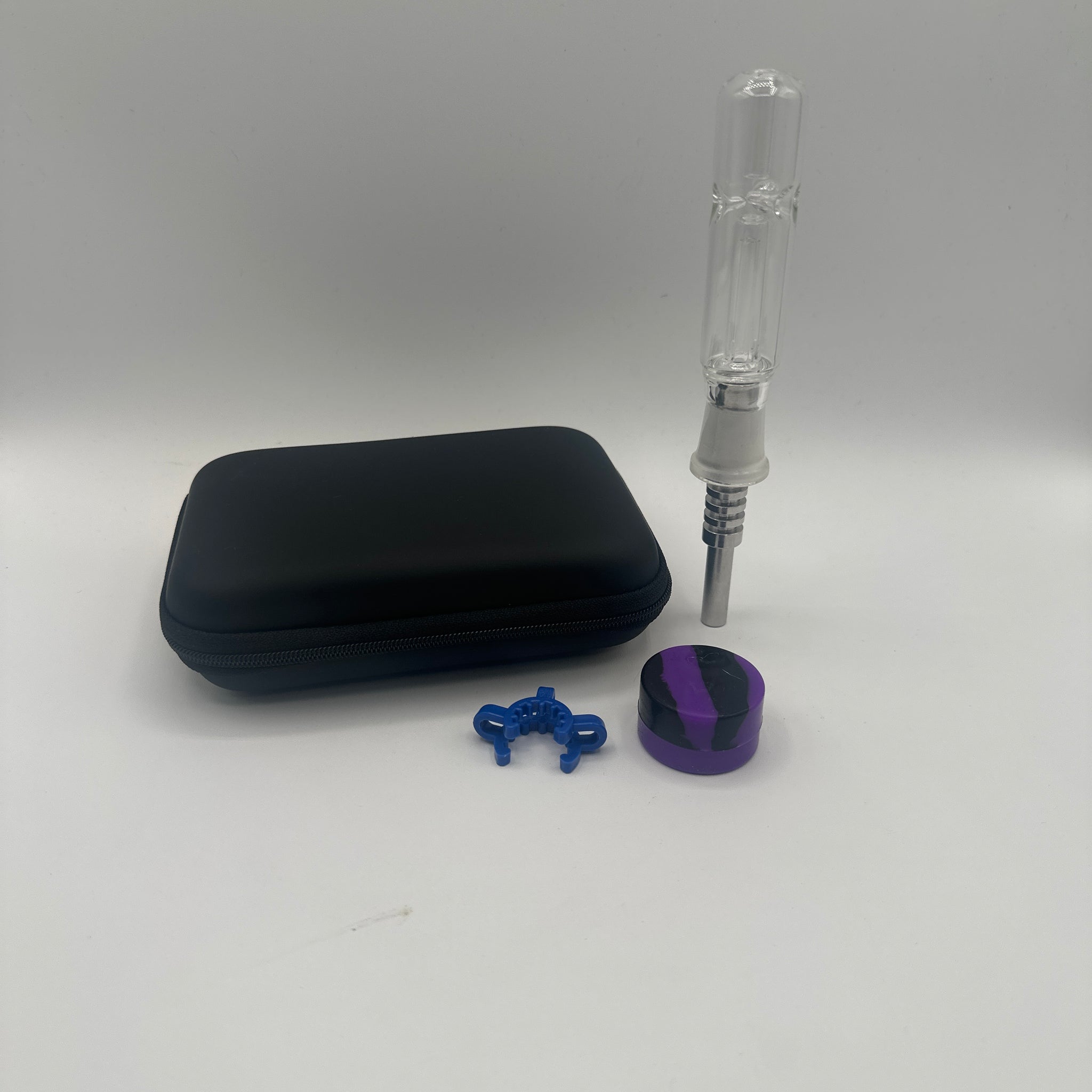 Nectar Collector with 14MM Titanium Nail and Ash catcher - Dab Kit in  Black Case