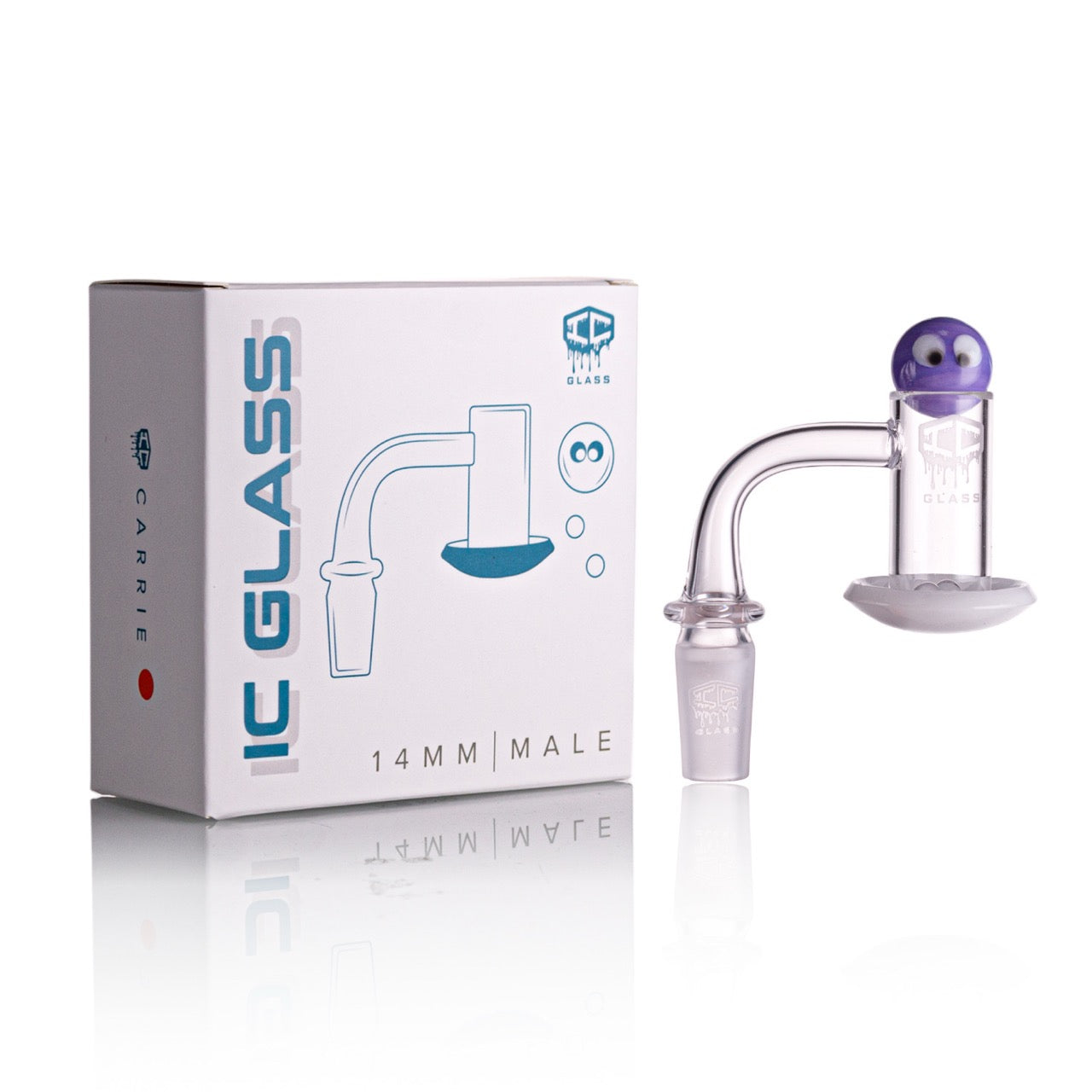 IC Glass - Carrie | 14mm 90D Quartz Banger | Includes Carb Cap, Terp Balls & Sticker | 5 Colors