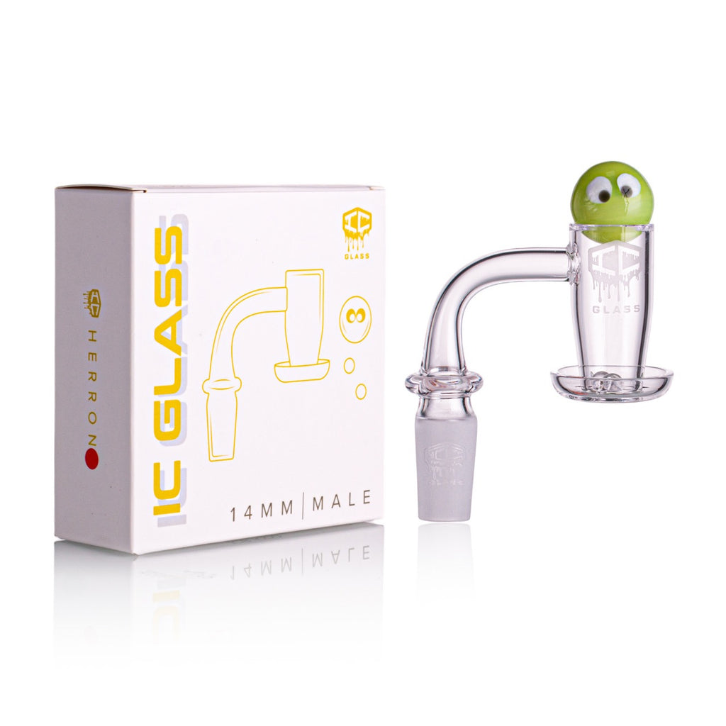 IC Glass - Herron | 14mm 90D Quartz Banger | Includes Carb Cap, Terp Balls & Sticker | 5 Colors