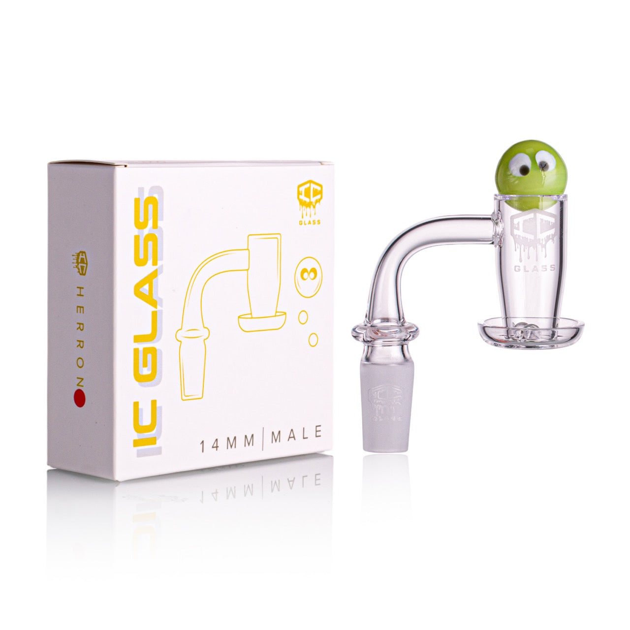 IC Glass - Herron | 14mm 90D Quartz Banger | Includes Carb Cap, Terp Balls & Sticker | 5 Colors