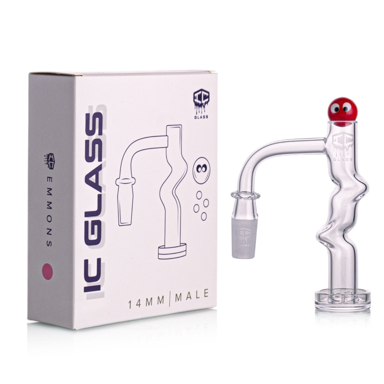 IC Glass - Emmons | 14mm 90D Quartz Banger | Includes Carb Cap, Terp Balls & Sticker | 5 Colors Secondary image