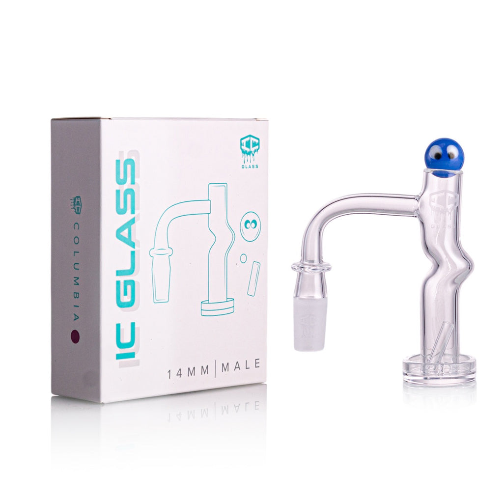 IC Glass - Columbia | 14mm 90D Quartz Banger | Includes Carb Cap, Terp Balls & Sticker | 5 Colors