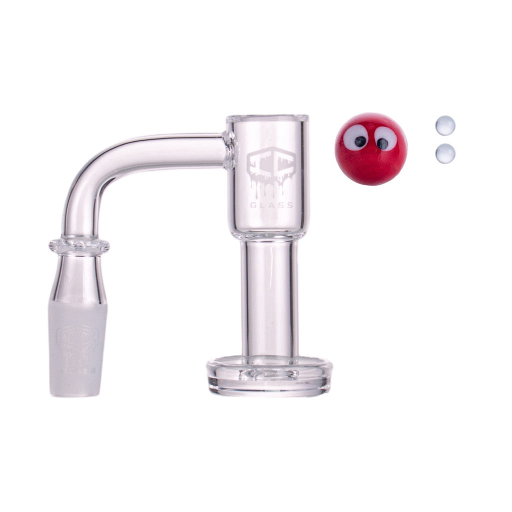 IC Glass - Flett | 14mm 90D Quartz Banger | Includes Carb Cap, Terp Balls & Sticker | 5 Colors