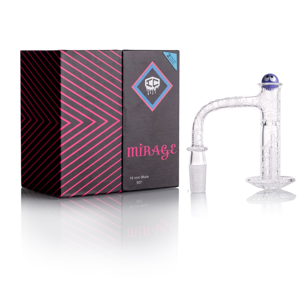 IC Quartz - Mirage | 14mm 90D Fully frosted Banger | Includes Carb Cap, Terp balls | 5 Colors