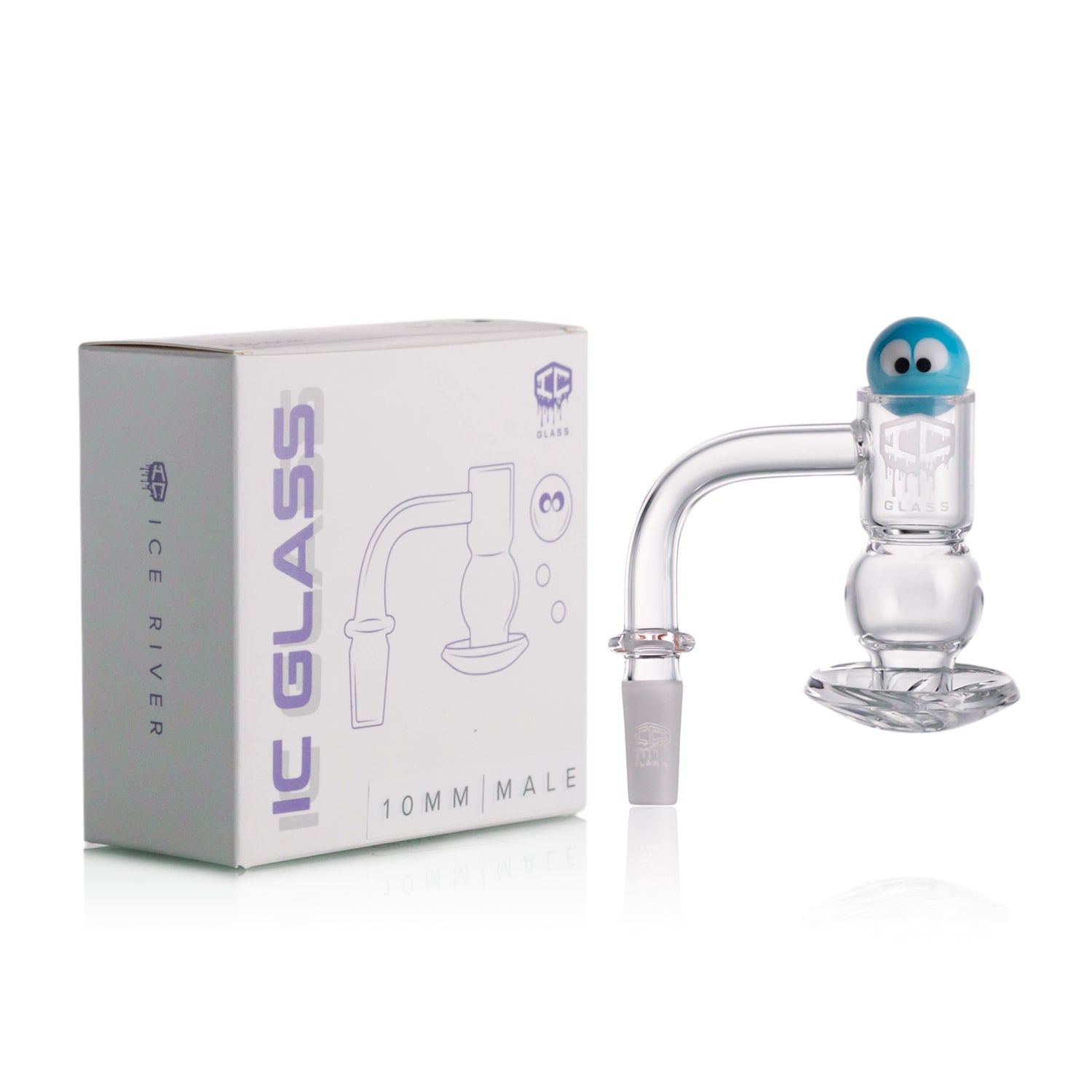 IC Glass - Ice River | 10mm 90D Quartz Banger | Includes Carb Cap, Terp Balls & Sticker | 5 Colors