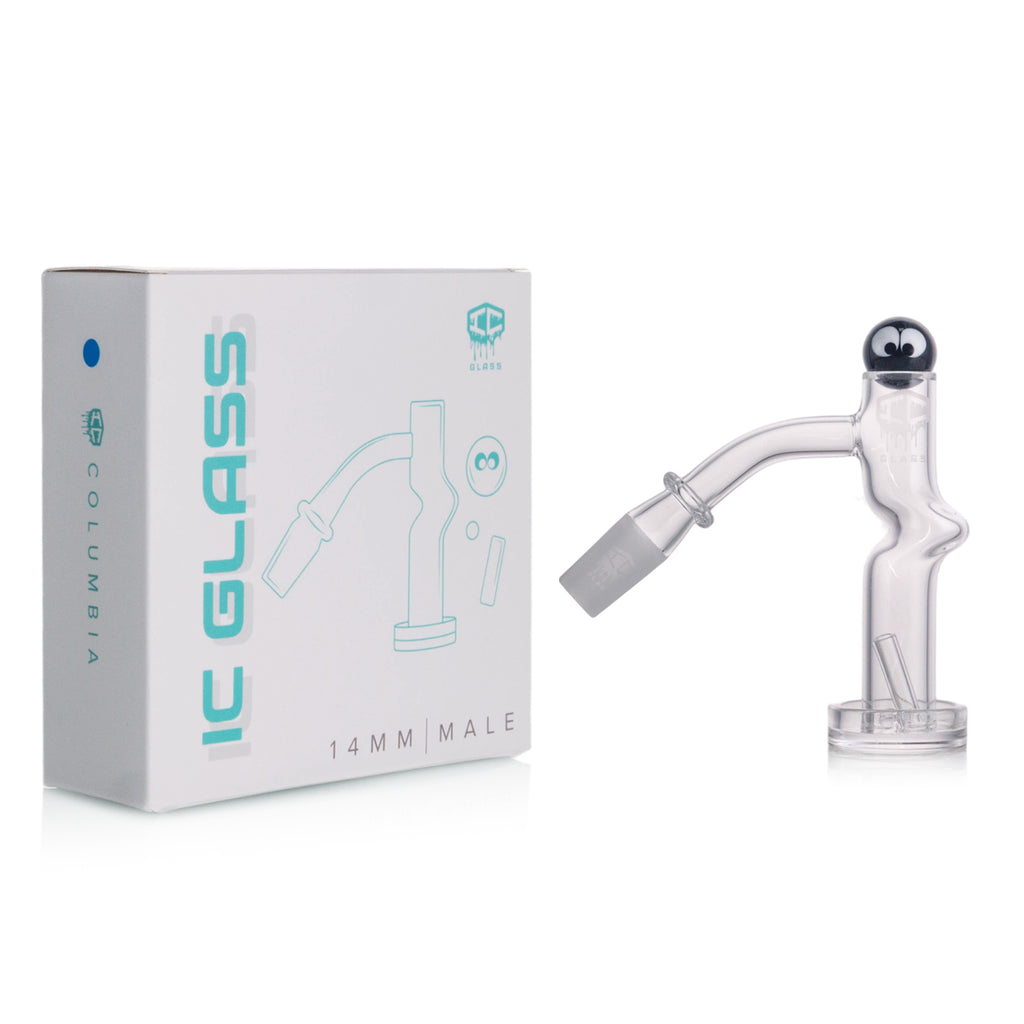 IC Glass - Columbia  | 14mm 45° Quartz Banger | Includes Carb Cap, Terp Balls & Sticker | 5 Colors