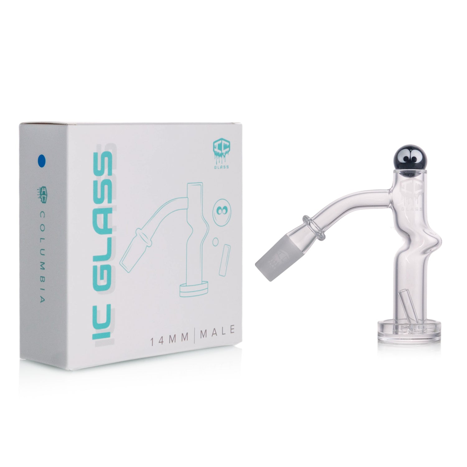 IC Glass - Columbia  | 14mm 45° Quartz Banger | Includes Carb Cap, Terp Balls & Sticker | 5 Colors