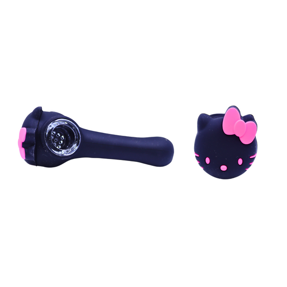 Silicone - 3.5" Kitty Hand Pipe with Glass Bowl | 5 Units / Pack | Pack