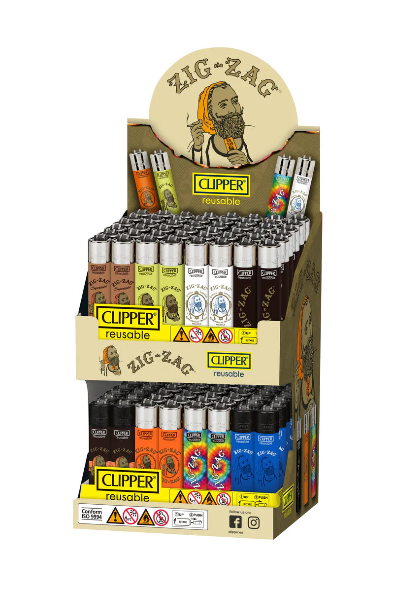 Clipper Reusable ZIG-ZAG Lighters | 96 Count Display