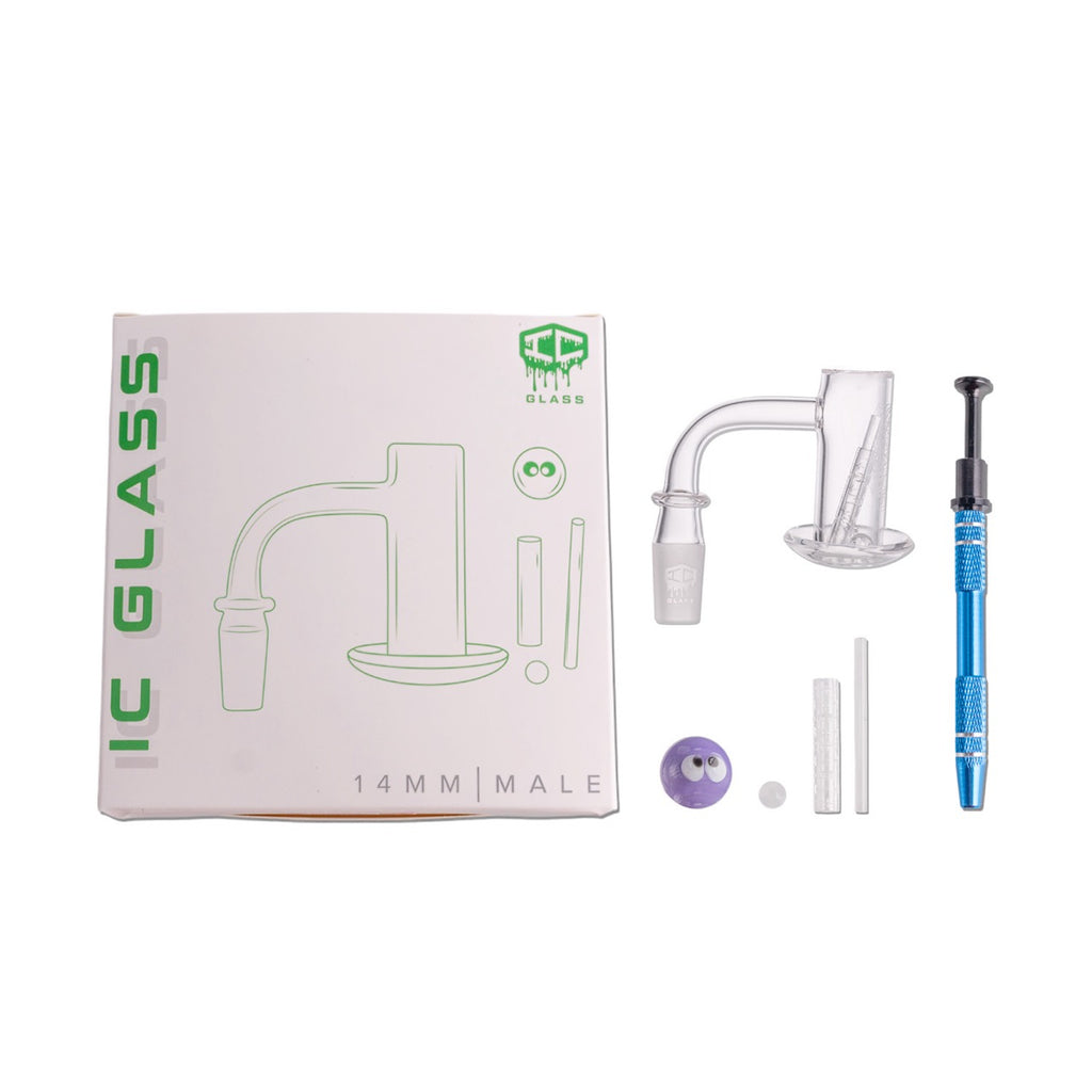 IC Glass - Tahoma Premium Quartz Banger  | 14MM 90D Quartz Banger | with Carb Cap & Terp Ball Grabber | 5 Colors