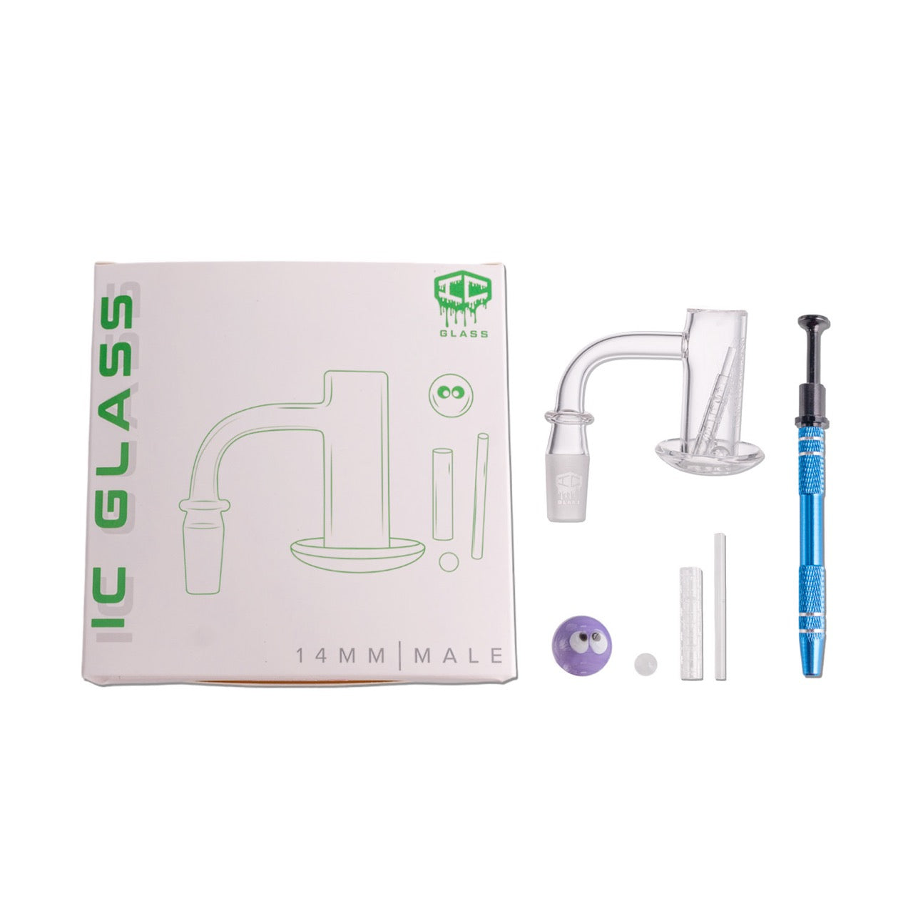 IC Glass - Tahoma Premium Quartz Banger  | 14MM 90D Quartz Banger | with Carb Cap & Terp Ball Grabber | 5 Colors