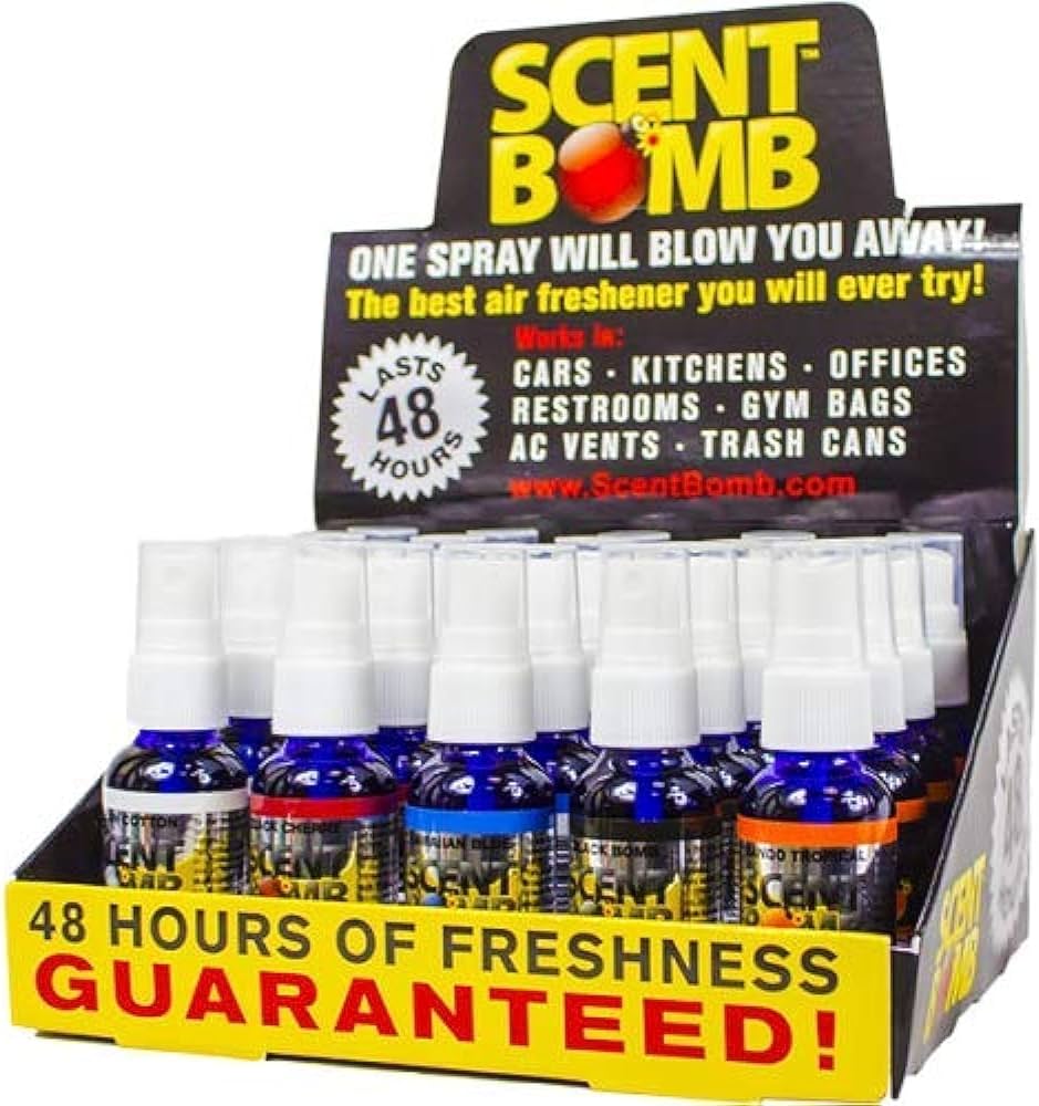 Scent Bomb - Air Freshener Spray | 48 Hours Of Freshness | Assorted Flavors | Box of 20pc