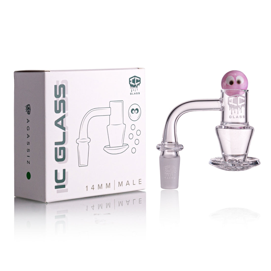 IC GLASS - 14mm Male 90D Banger| Includes Carb Cap, Terp Balls & Sticker