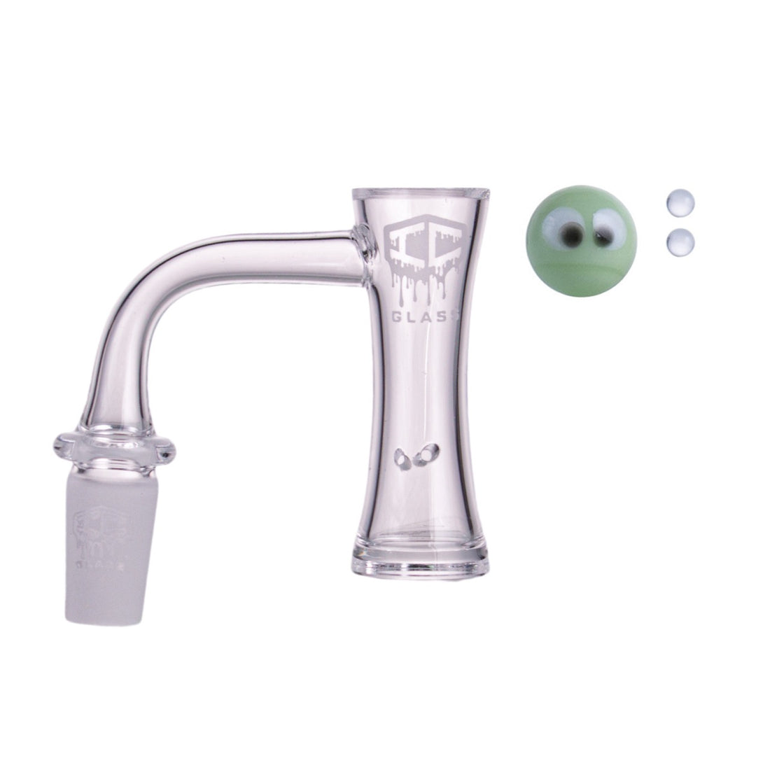 IC GLASS - PETERS | 14mm Male 90D Banger| Includes Carb Cap, Terp Balls & Sticker | ICB1004